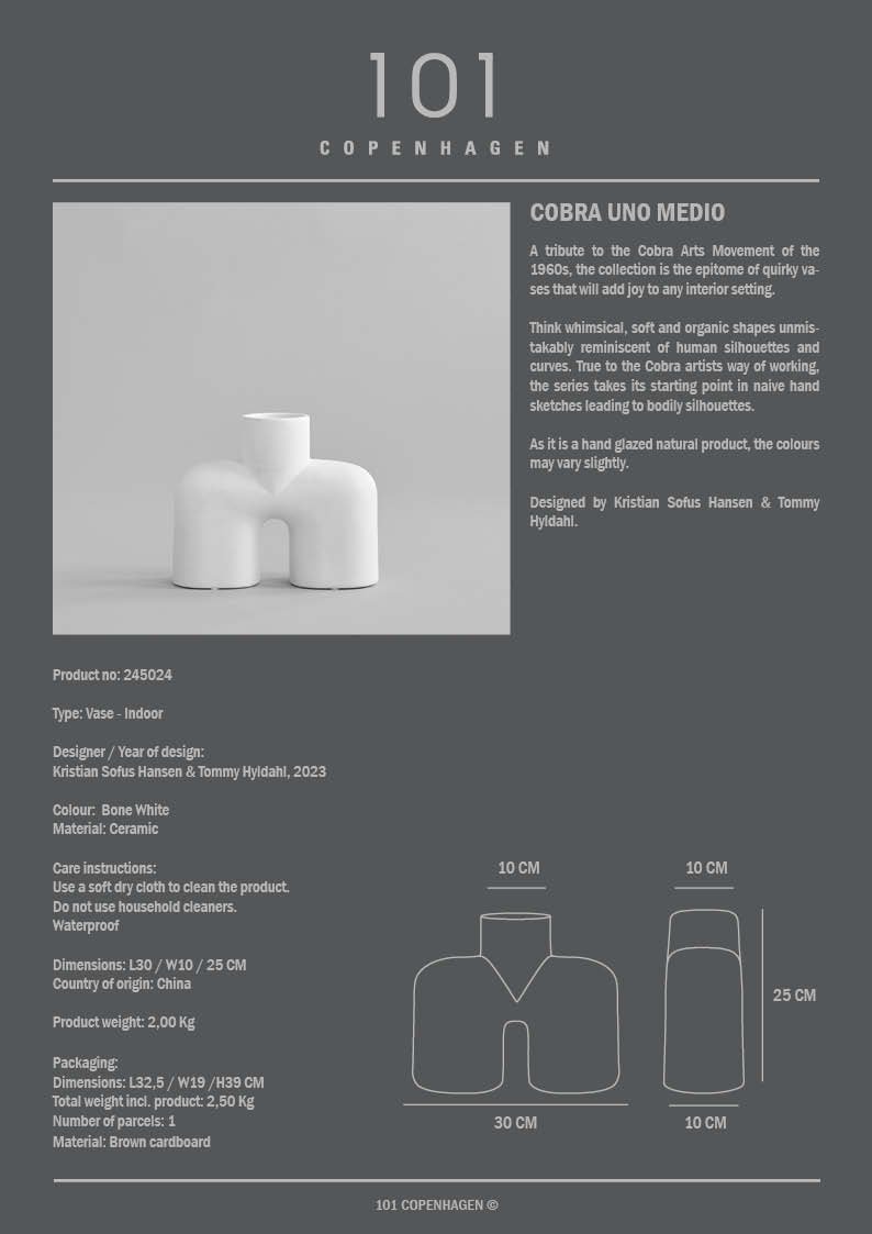 101 Copenhagen - Cobra Vase Uno, Medio - Bone White - Vase