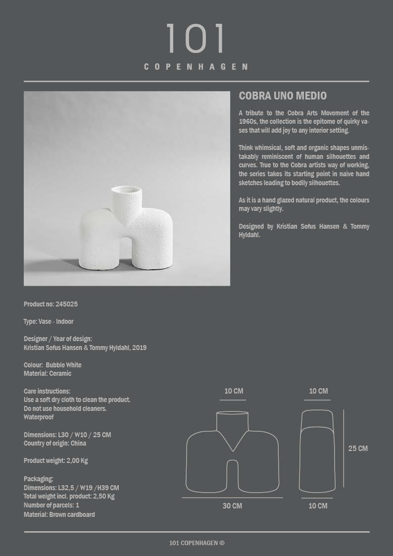 101 Copenhagen - Cobra Vase Uno, Medio - Bubble White - Vase
