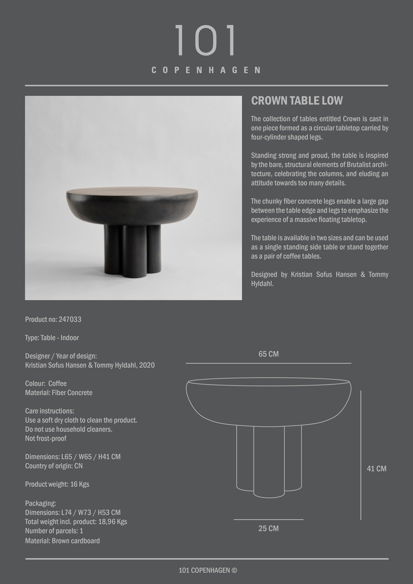 101 Copenhagen - Crown Table, Low - Coffee - Coffee or Side Table