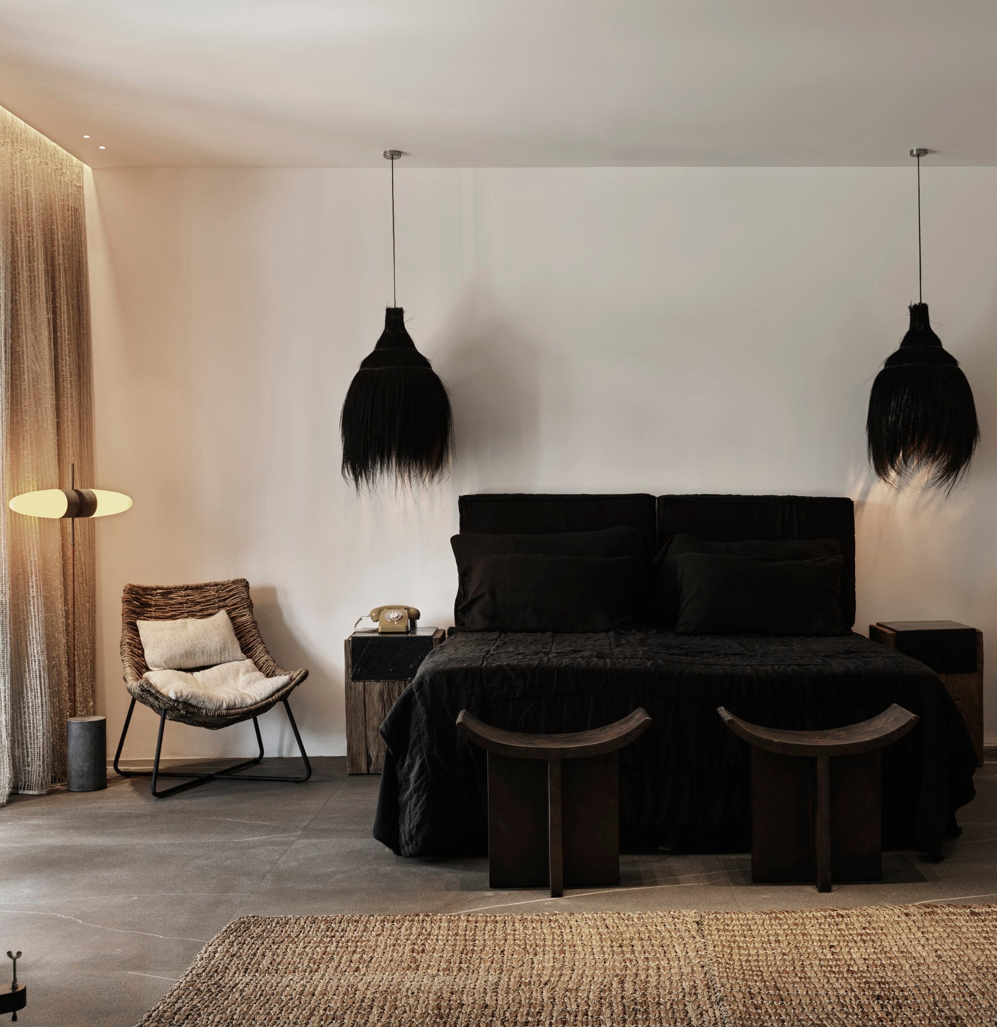 Brutus Stool - Coffee in bedroom