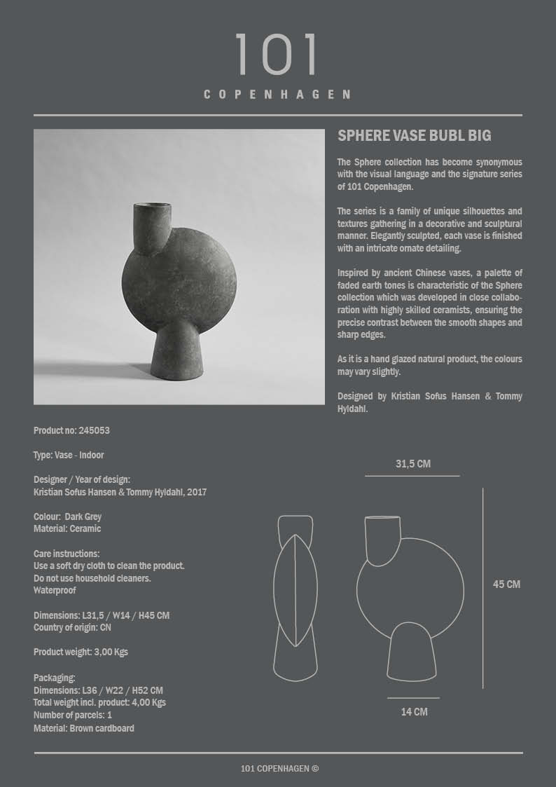 101 Copenhagen - Sphere Vase Bubl, Big - Dark Grey - Vase