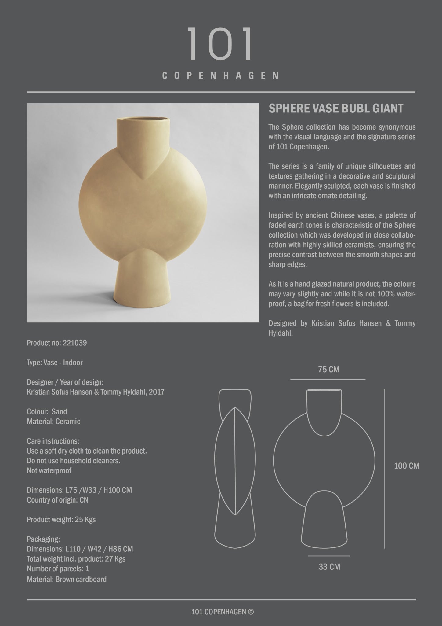 101 Copenhagen - Sphere Vase Bubl, Giant - Sand - Vase