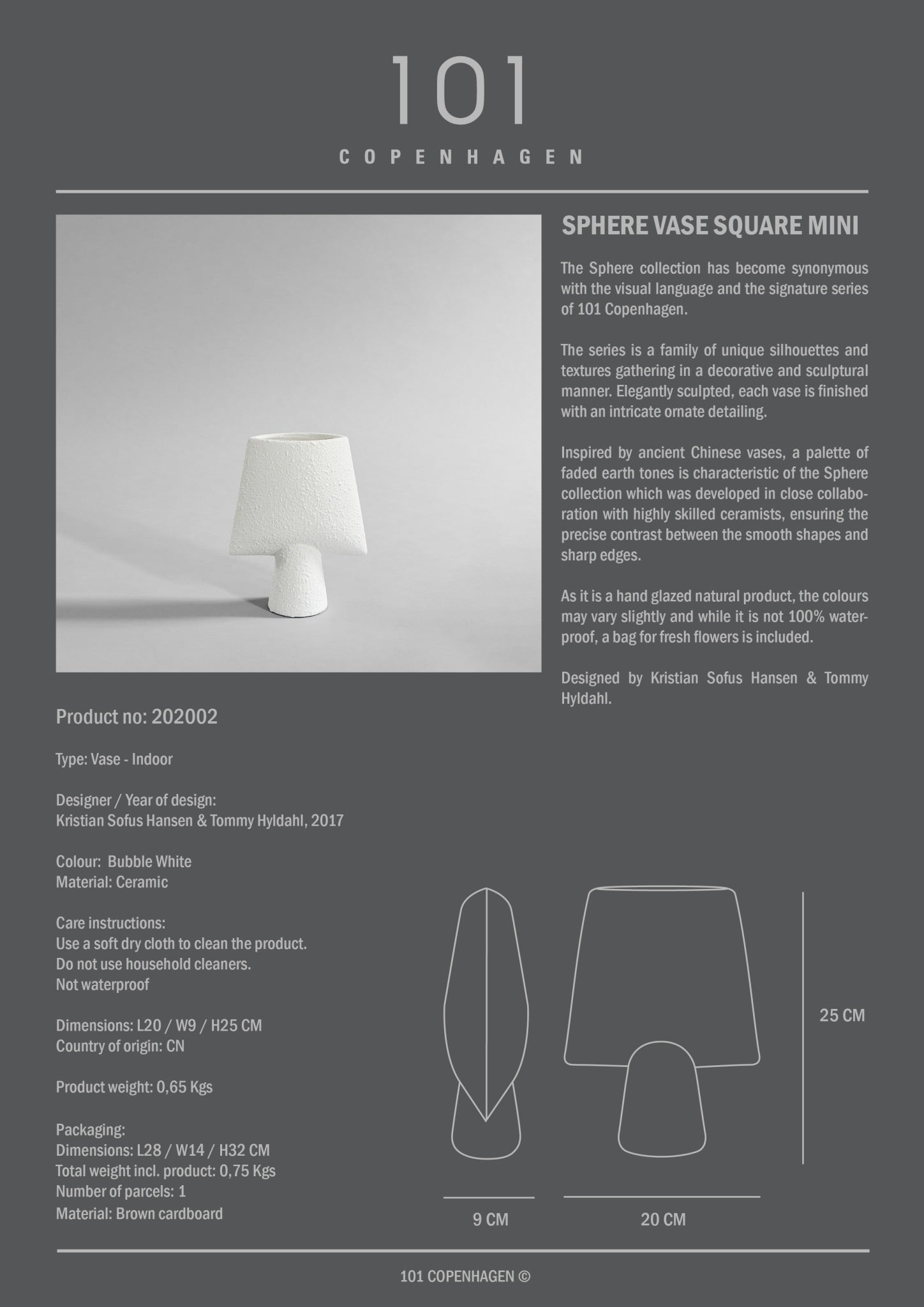 101 Copenhagen - Sphere Vase Square, Mini - Bubble White - Vase