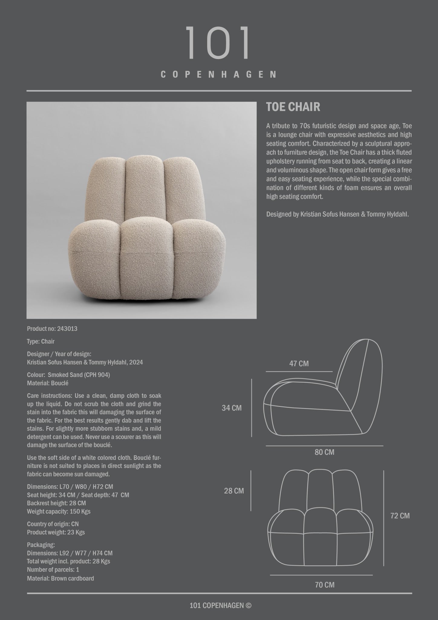 101 Copenhagen - Toe Chair - Smoked Sand (CPH 904) - Lounge Chair