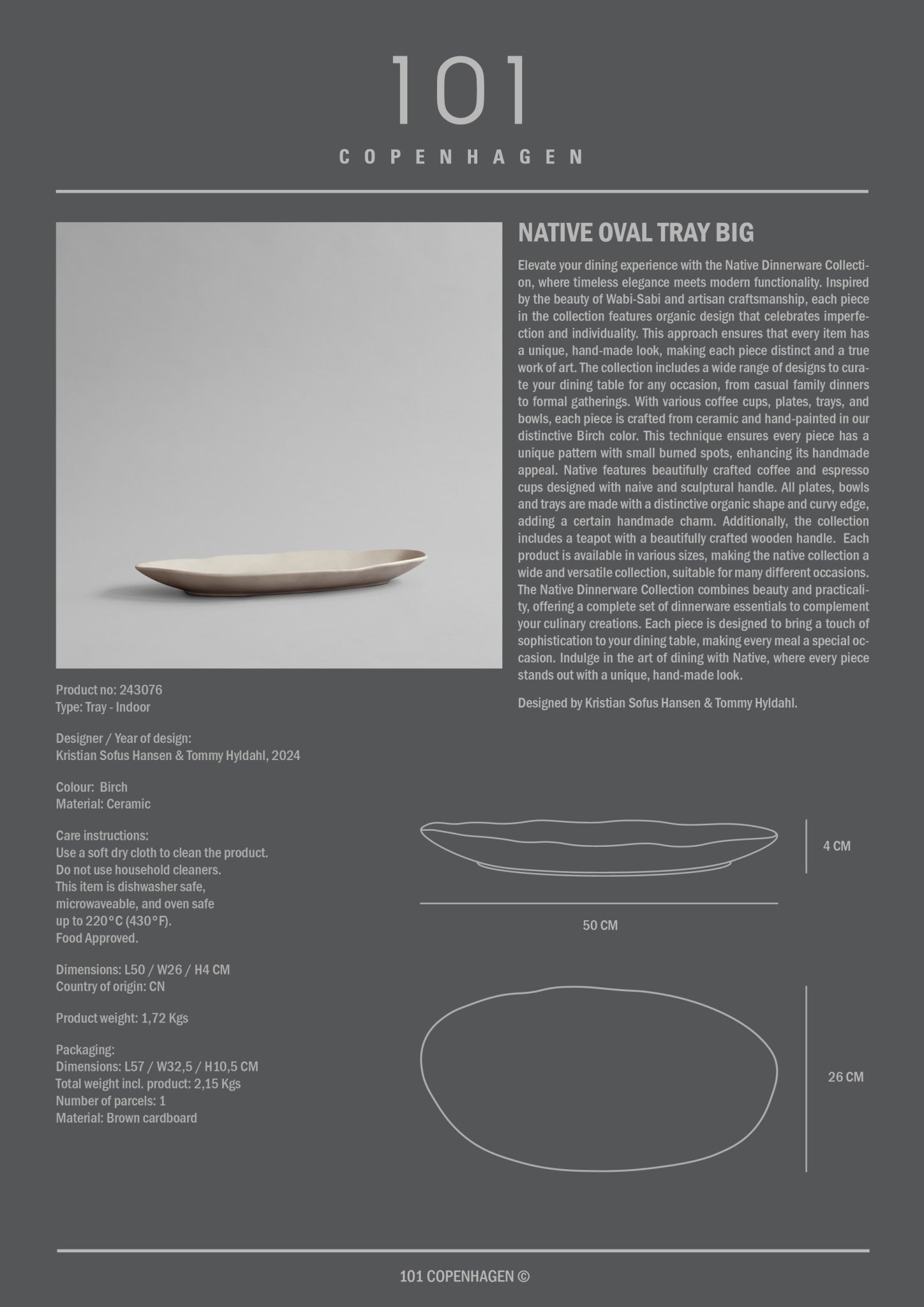 101 Copenhagen Native Oval Tray, Big style sheet