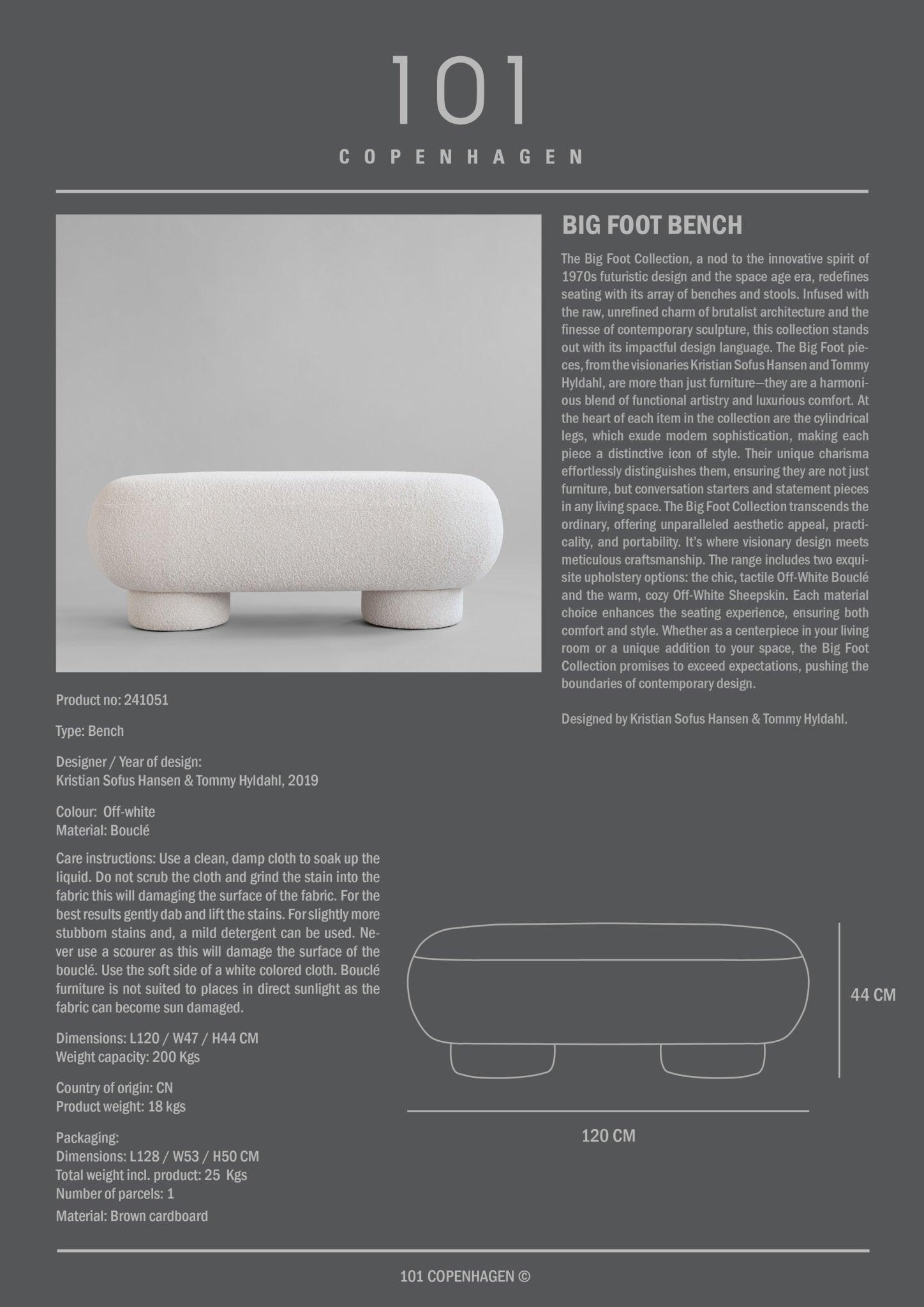 Big Foot Bench - Off White (CPH 900) - 101 Copenhagen