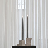 101 Copenhagen - Brick Candle Holder, Low - Limestone - Candle Holders