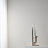 Brick Candle Holder, Low - Limestone