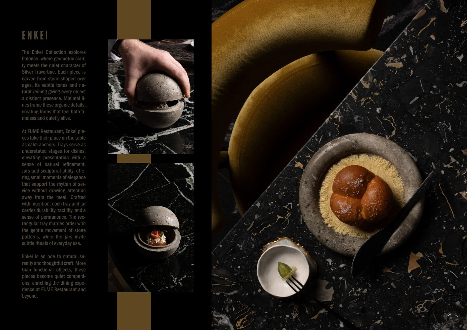 Enkei Tray, Mini with bread and native bowl with citrus fruit