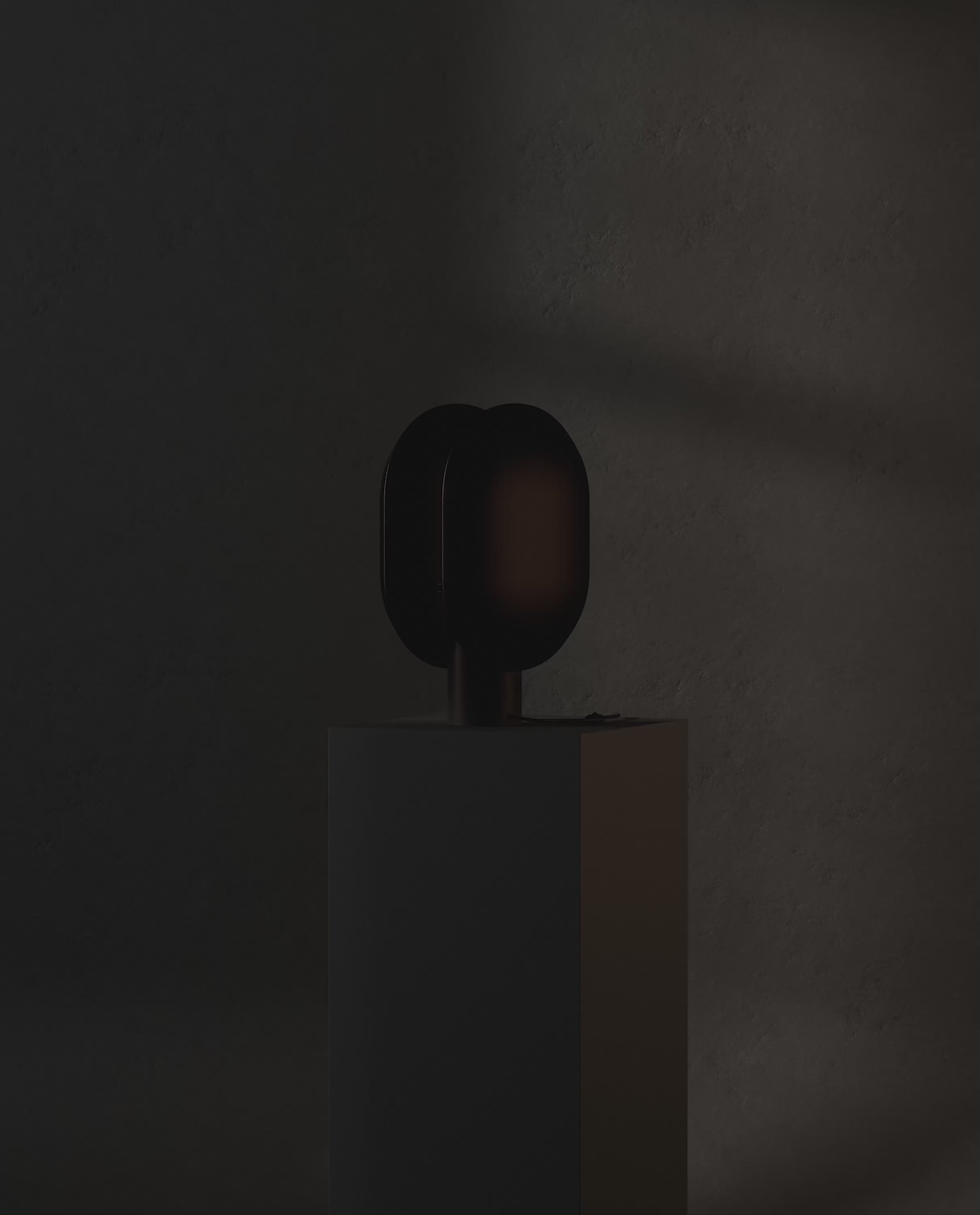 101 Copenhagen Clam Table Lamp - Burned Black turned on and off