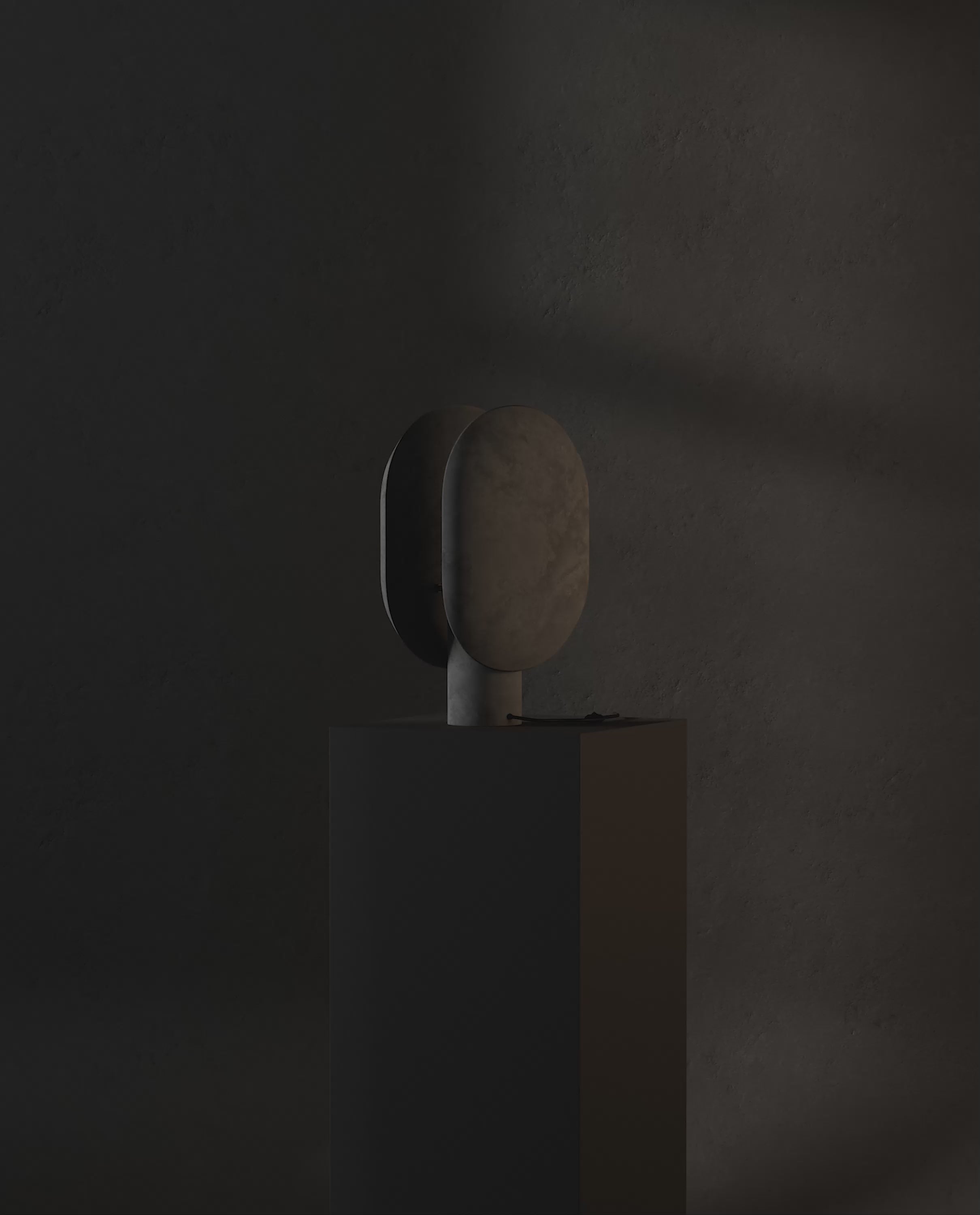 101 Copenhagen Clam Table Lamp - Oxidized turned on and off