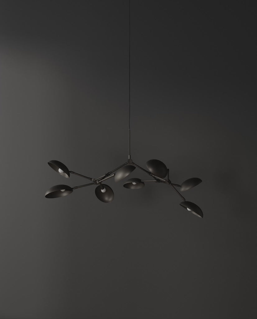 101 Copenhagen Drop Chandelier Mini - Bronze turned on and off