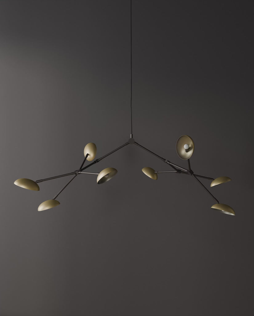 101 Copenhagen Drop Chandelier - Brass turned on and off