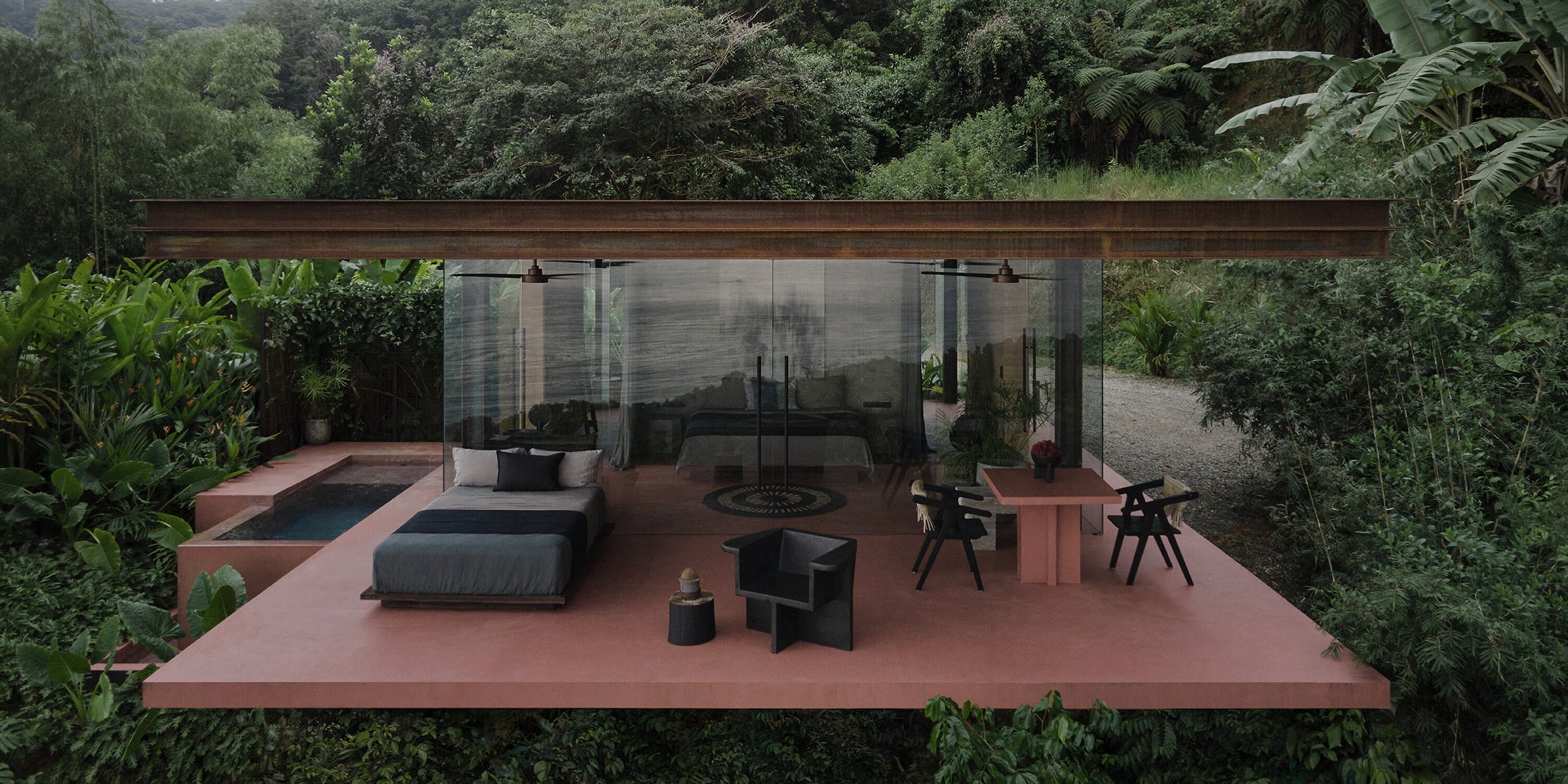 Beautiful House surrounded by nature with an outdoor bed and 101 Copenhagen Brutus Chair