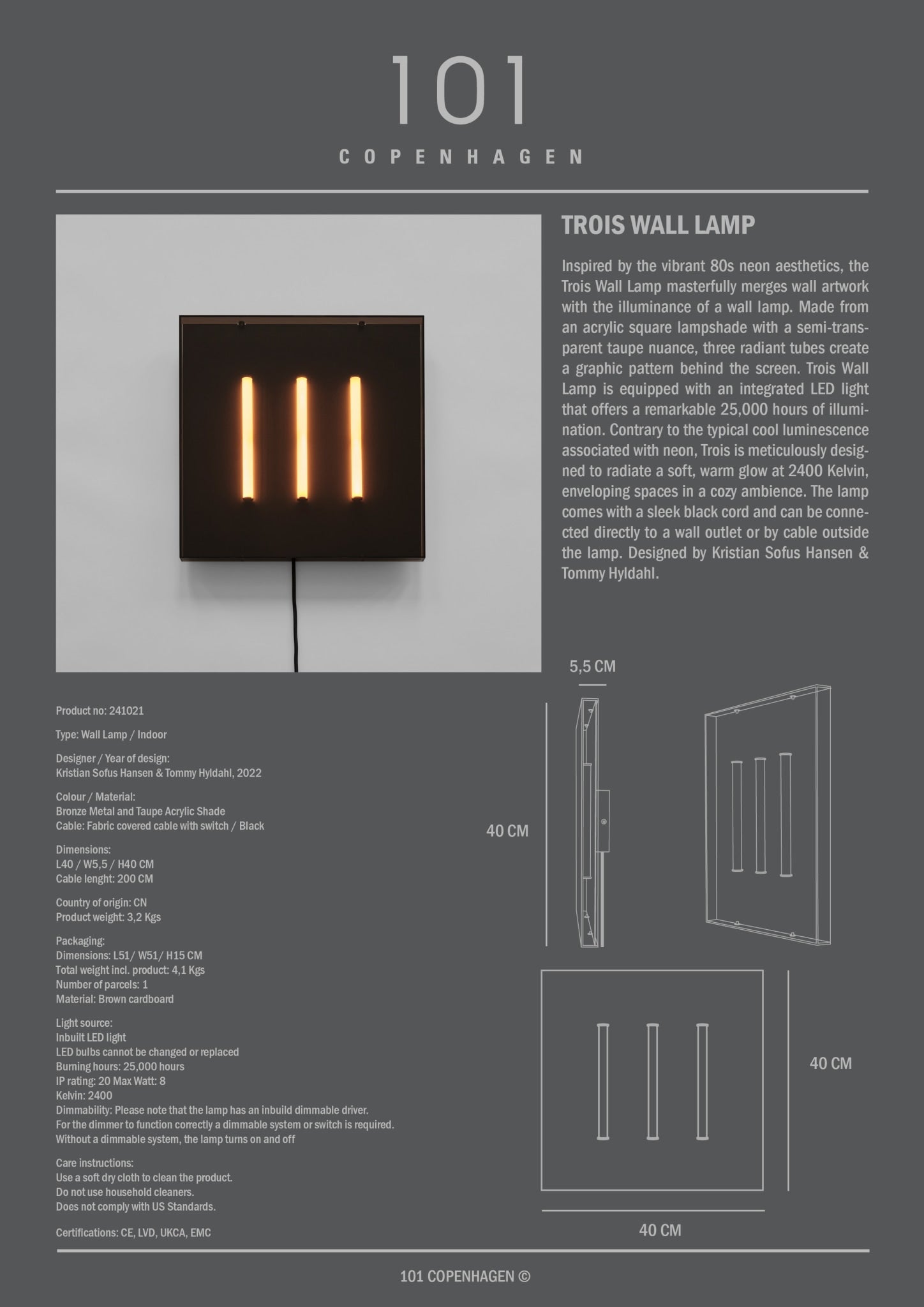 Trois Wall Lamp - Taupe - 101 Copenhagen