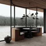 Lake view with 101 Copenhagen Stingray Chandelier, Artist Dining Table, Sumo Vases